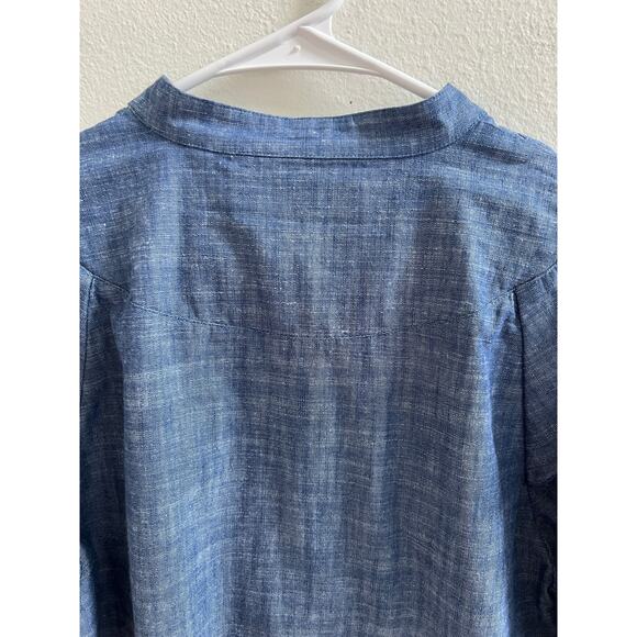 Joie Rivoire NWT Blue Chambray Ruffle Puff Sleeve Cotton Blouse Top size Small - Picture 9 of 16